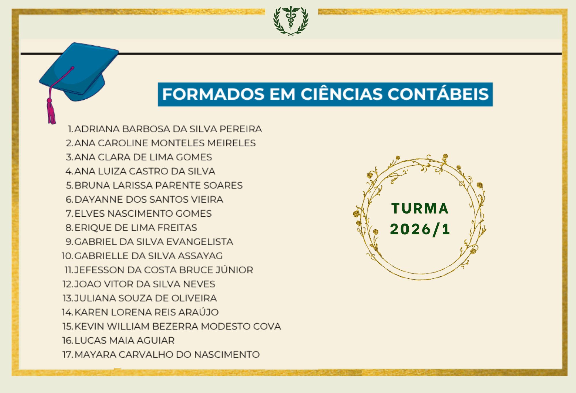 UFAM realiza outorga de grau de 17 formandos em Ciências Contábeis 2026/1