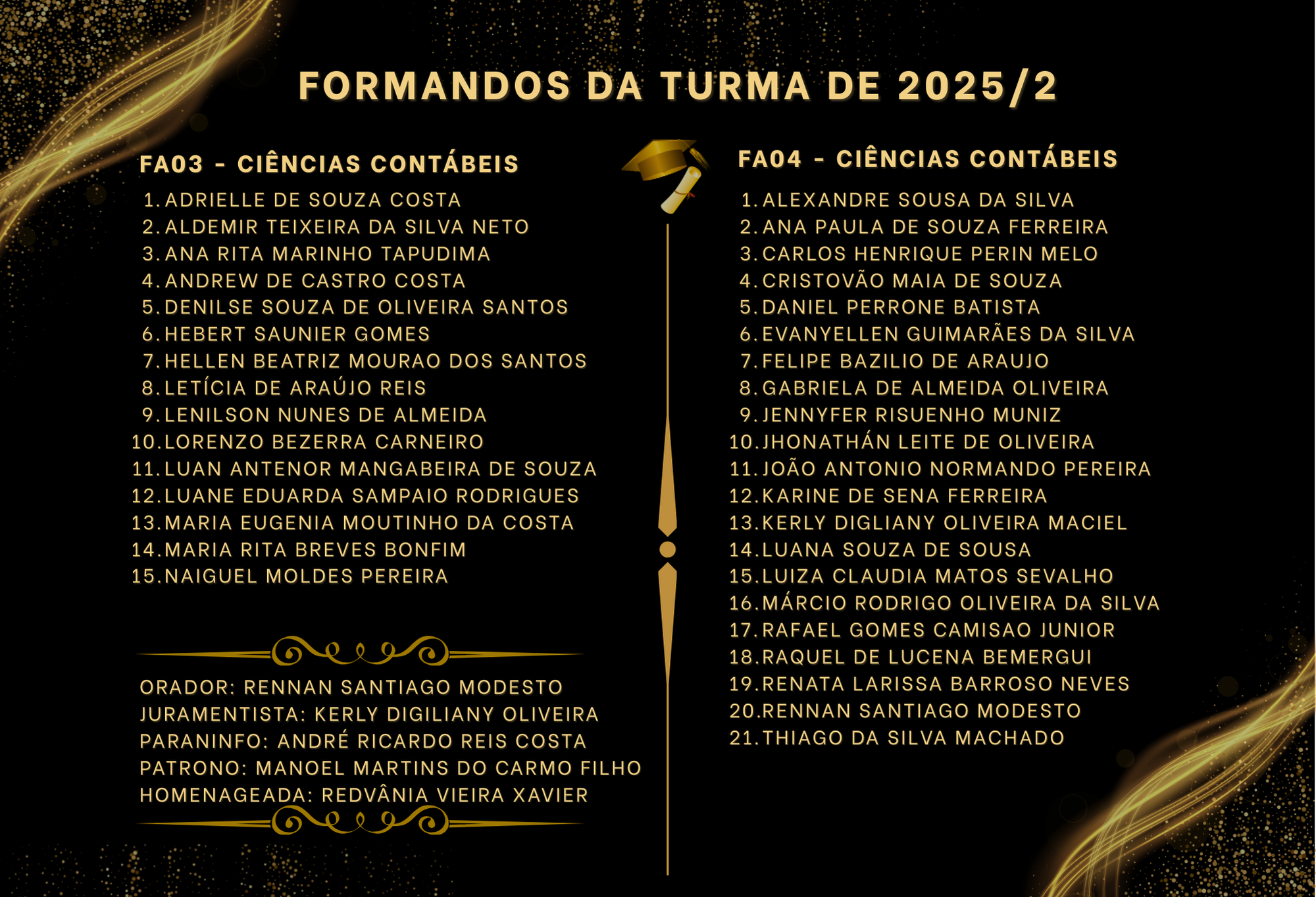 Cerimônia de Colaçao de Grau do Curso de Ciências Contábeis do período de 2025/2