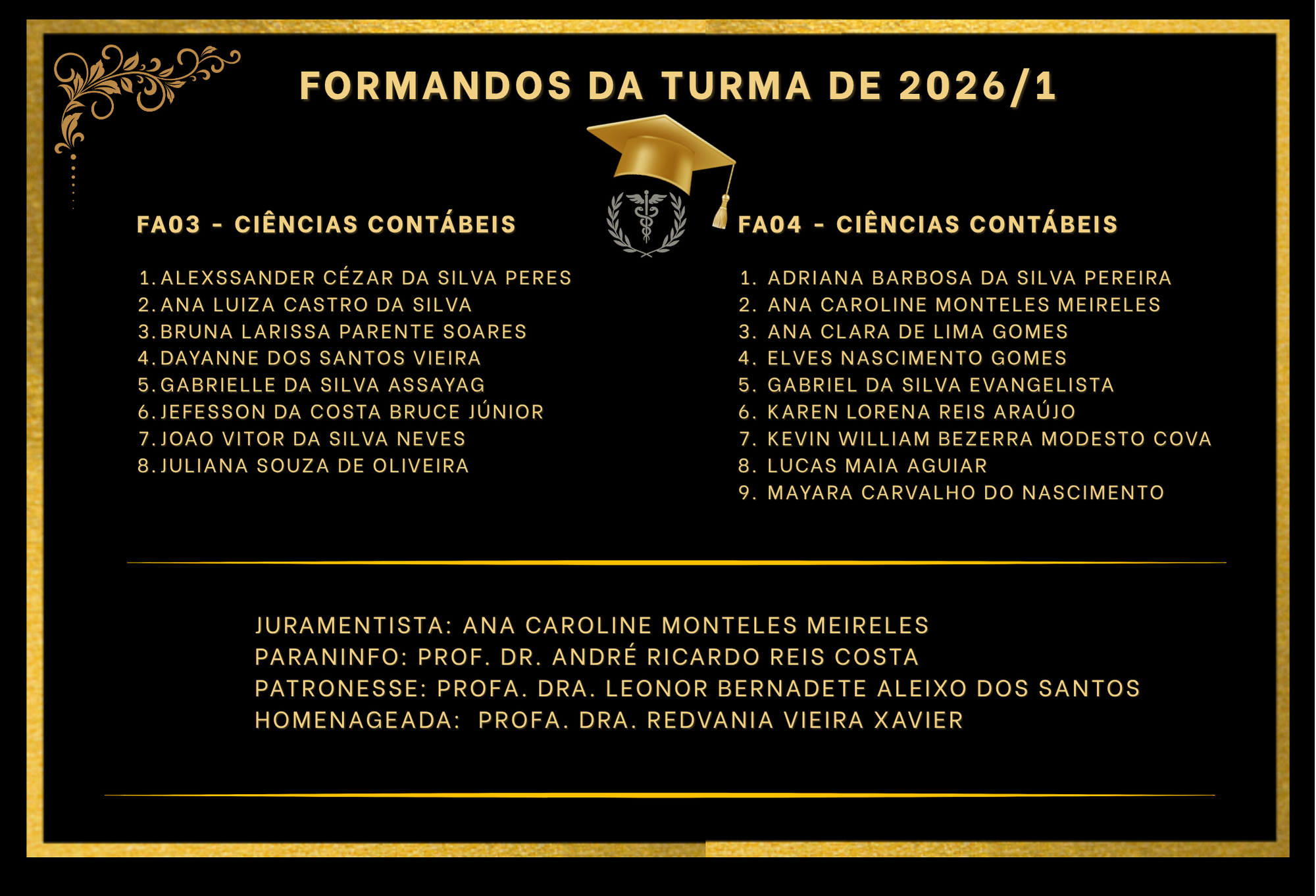 Graduandos em Ciências Contábeis do Período de 2026/1!!!!
