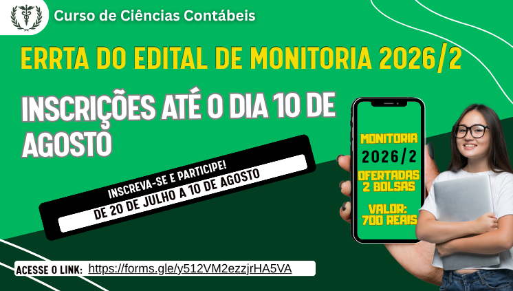 Errata do Edital de Monitoria do Curso de Ciências Contábeis 2026/2